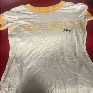 Roxy Cream and Yellow Striped Tee